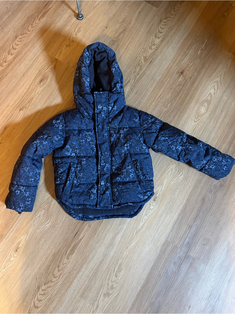 all in motion Navy Floral Puffer Jacket with Hood